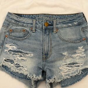 American Eagle Outfitters Light Blue Distressed Jean Shorts